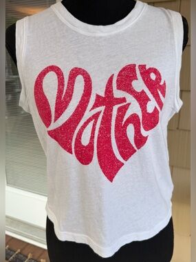 MOTHER White Graphic Tank Love Heart Pink Sleeveless Tee XS